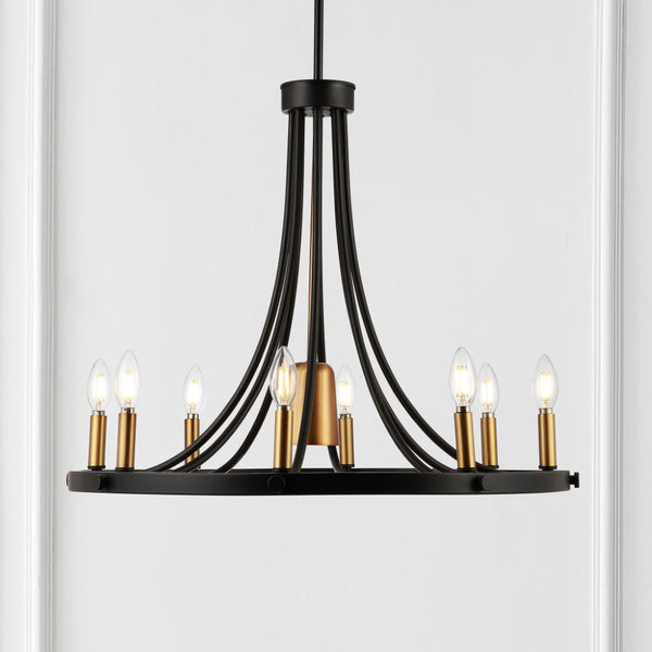 Vivio 26.75" 9-Light Adjustable Iron Transitional Modern LED Chandelier