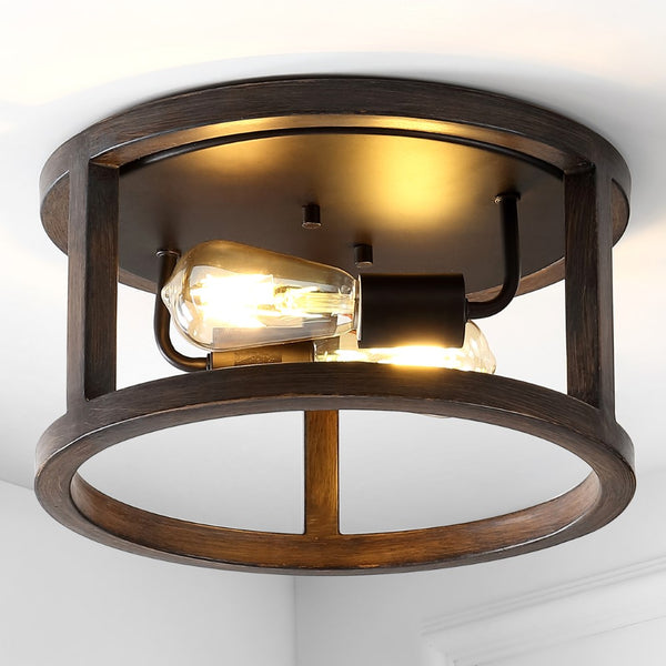 Emliviar 12.75" 2-Light Iron Rustic Industrial LED Flush Mount