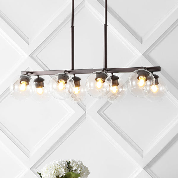 Cargifak 33.5" Farmhouse Bohemian Iron/Glass Linear LED Pendant