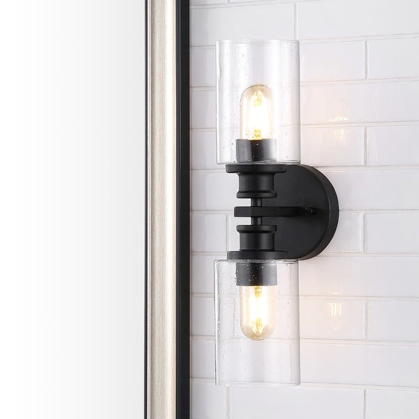 Spen Edison 16.5" Cylinder Iron/Seeded Glass Farmhouse Contemporary LED Wall Sconce