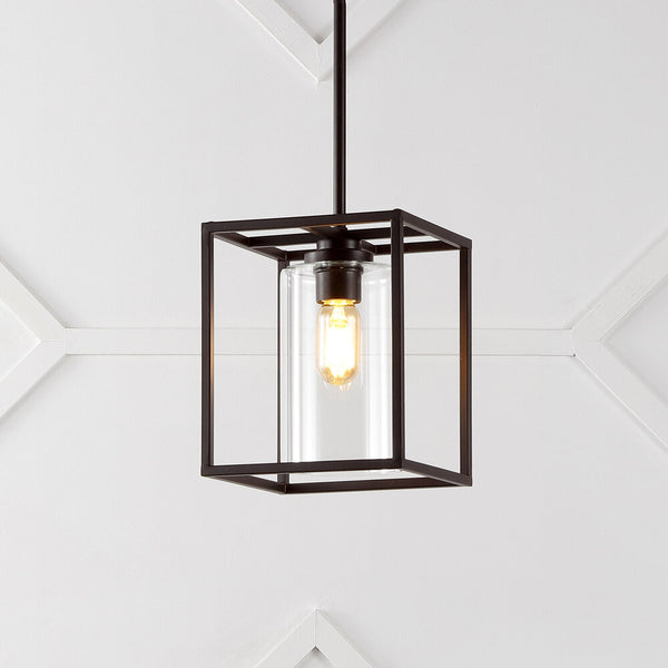 Merrillville 8.13" Industrial Farmhouse Iron/Glass LED Pendant