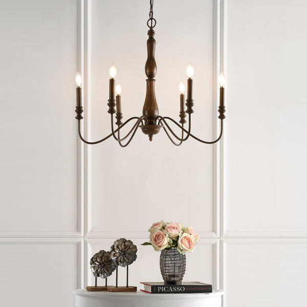 Troy 29" Rustic Midcentury Iron LED Chandelier