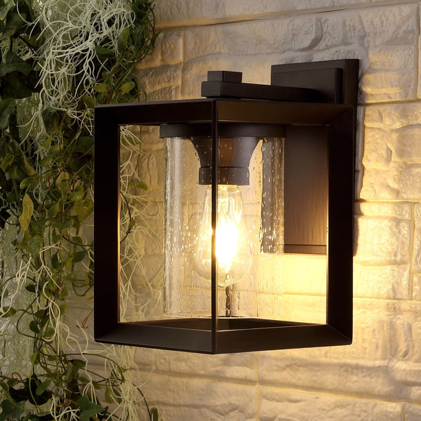 Hinkley 7.25" Iron/Glass Modern Rustic Cube LED Outdoor Lantern