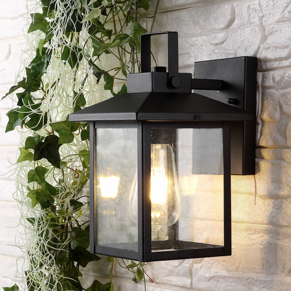 Artcraft 6.75" Iron/Seeded Glass Rustic Traditional Lantern LED Outdoor Lantern