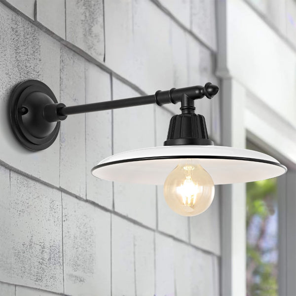 Wallace 12" Farmhouse Industrial Indoor/Outdoor Iron LED Victorian Arm Outdoor Sconce