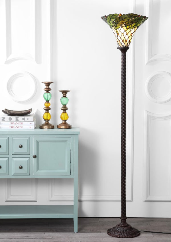 Dragonfly Tiffany-Style 71" Torchiere LED Floor Lamp