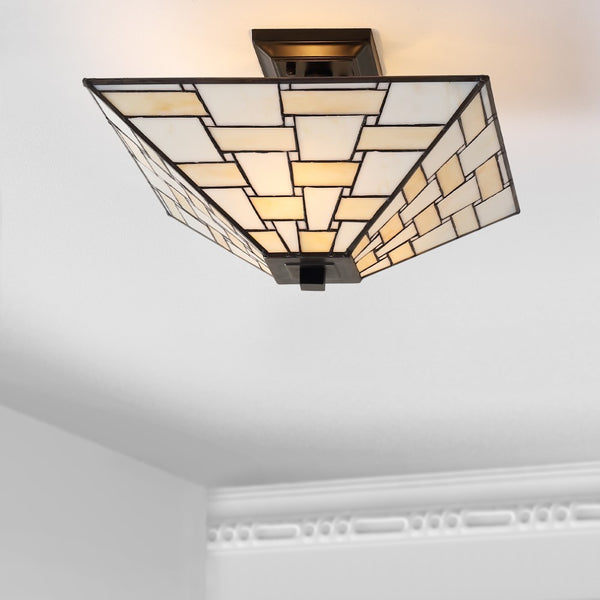 Capulina 15.7" Tiffany-Style Glass/Metal LED Semi-Flush Mount