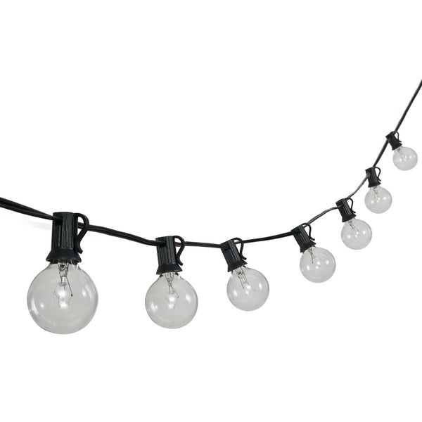 Newhouse 25-Light Indoor/Outdoor 25 ft. Contemporary Rustic Incandescent G40 Bistro Globe Bulb String Lights, Black