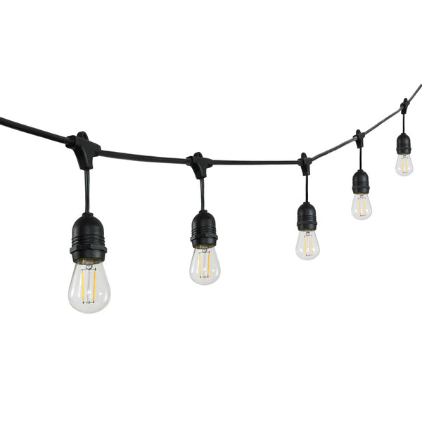 Fantado 15-Light Indoor/Outdoor 48 ft. Rustic Industrial LED S14 Edison Buld String Lights, Black