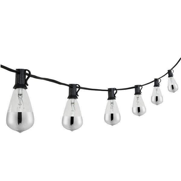 Zuoqi 10-Light Indoor/Outdoor 10 ft. Rustic Industrial Incandescent C7 Half-Chrome Bulb String Lights, Black