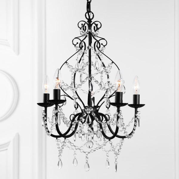 Lyre 5-Light 17" Crystal/Metal LED Chandelier