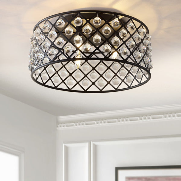 Edvivi 19" Metal/Crystal LED Flush Mount Ceiling Light