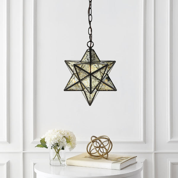 Moravian 12" Moravian Star Metal/Clear Glass LED Flush Mount