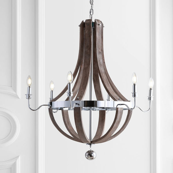 Shades 30" Wood/Metal Adjustable LED Chandelier