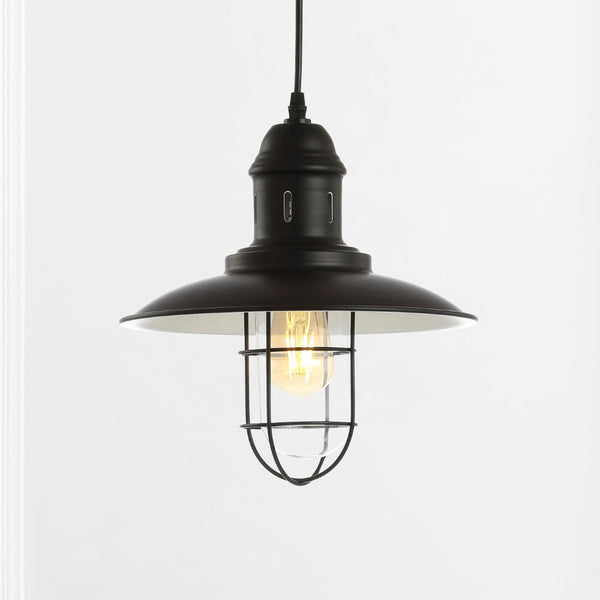 Linea 12" Adjustable Iron/Glass Cage Light LED Pendant