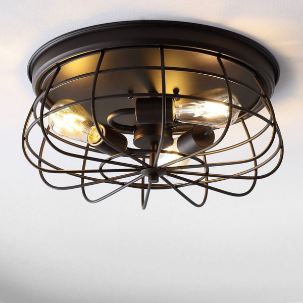 Rosient 15.7" 3-Light Farmhouse Metal Cage Flush Mount