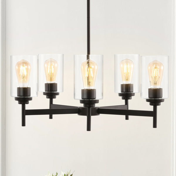 Canohr 24" Farmhouse Industrial Iron Cylinder LED Chandelier