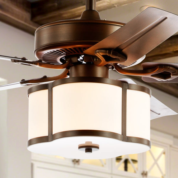 Houston 52" 3-Light Metal/Wood LED Ceiling Fan With Remote