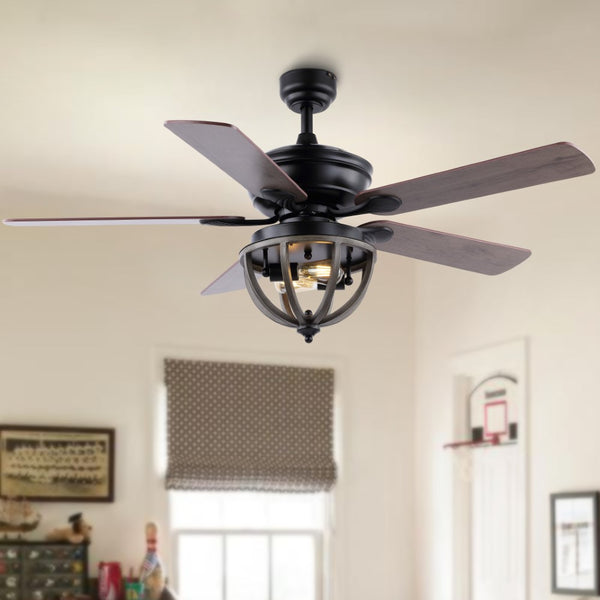 Parrot 52" Farmhouse Industrial Iron Dome Shade LED Ceiling Fan With Remote