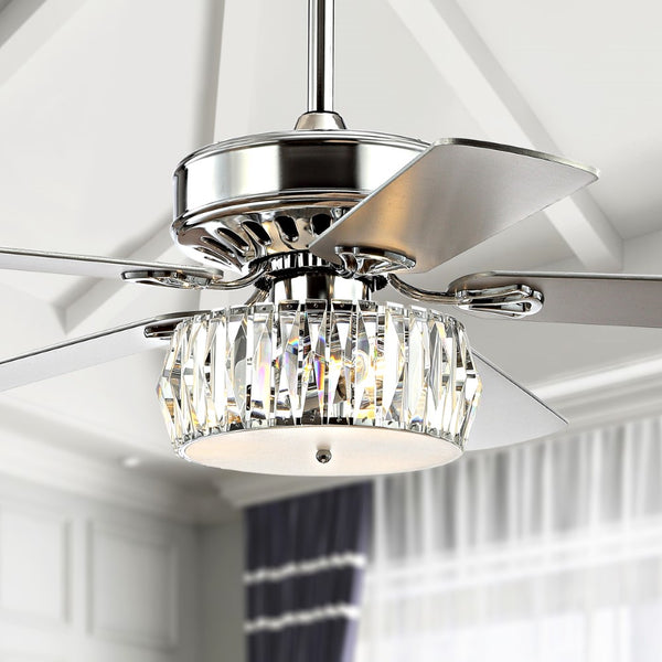 Hampton 52" 3-Light Crystal Prism Drum LED Ceiling Fan With Remote