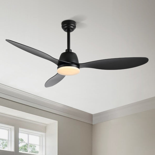 Farmhouse 52" Classic Industrial Iron/Plastic Mobile-App/Remote-Controlled 6-Speed Propeller Integrated LED Ceiling Fan