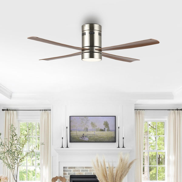 Casablanca 52" Contemporary Minimalist Iron/Acrylic Mobile-App/Remote-Controlled 6-Speed Integrated LED Ceiling Fan