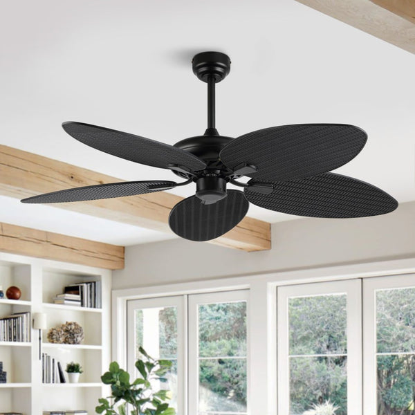 Palm 52" Bohemian Industrial Iron/Plastic Mobile-App/Remote-Controlled 6-Speed Palm Blade Ceiling Fan