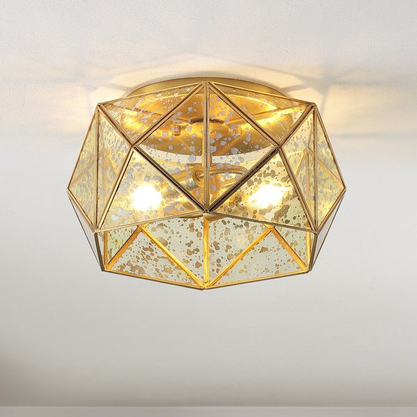 Eve 12.5" Industrial Vintage Iron/Glass LED Flush Mount