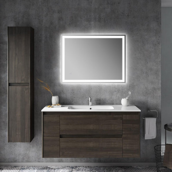 Forclover Rectangular Frameless Anti-Fog Aluminum Front/Back-lit Tri-color LED Bathroom Vanity Mirror with Smart Touch Control