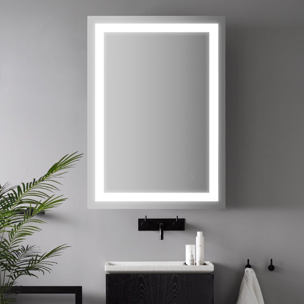 Xspracer Rectangular Frameless Anti-Fog Aluminum Front-lit Tri-color LED Bathroom Vanity Mirror with Smart Touch Control