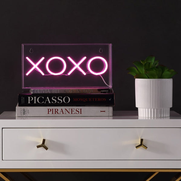 Urban 11.75" Contemporary Glam Acrylic Box USB Operated LED Neon Light, Pink