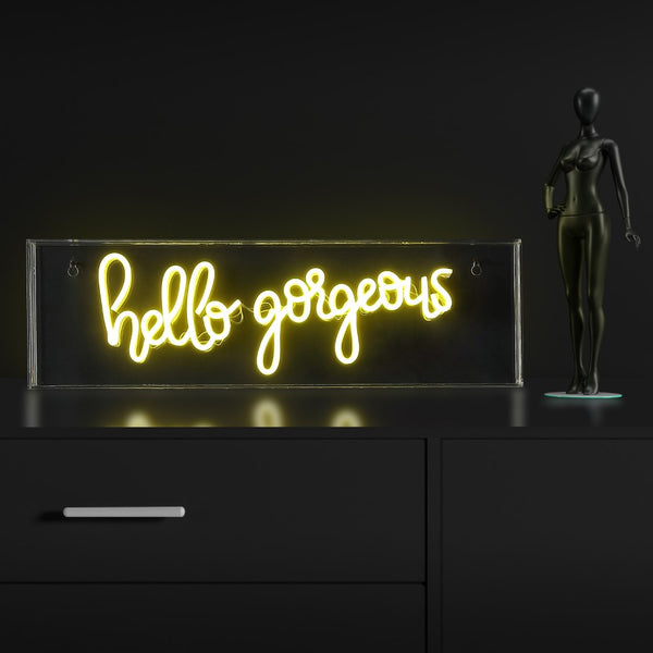 Tecno 20" Contemporary Glam Acrylic Box USB Operated LED Neon Light, Yellow