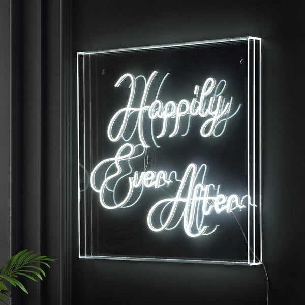 Noctua Ever After Square Contemporary Glam Acrylic Box USB Operated LED Neon Light