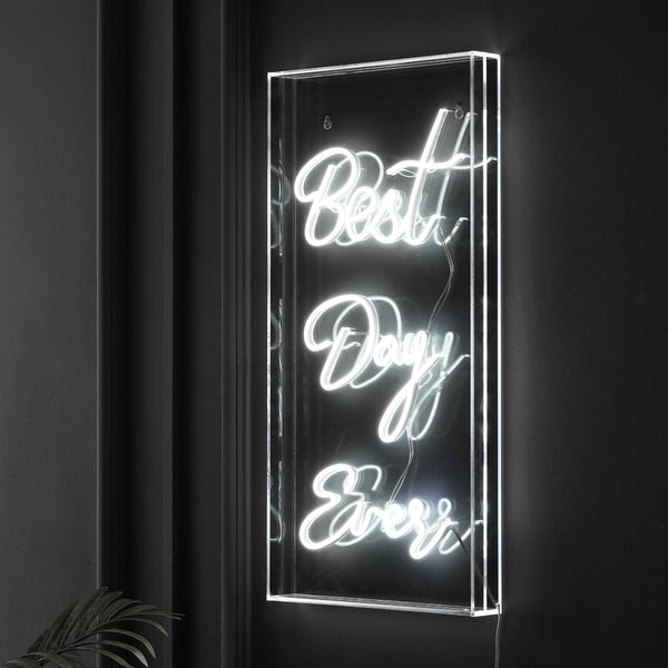 The Unique Best Day Ever Contemporary Glam Acrylic Box USB Operated LED Neon Light