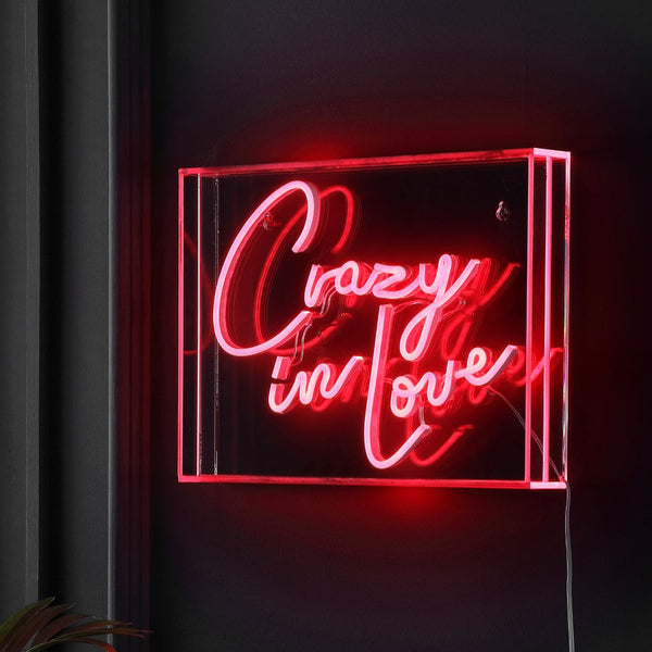 The Sign  Crazy In Love Contemporary Glam Acrylic Box USB Operated LED Neon Light