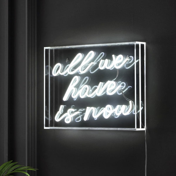 light Neon All We Have Is Now Contemporary Glam Acrylic Box USB Operated LED Neon Light