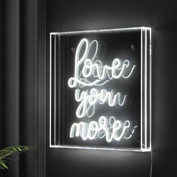 Best USB Love You More Square Contemporary Glam Acrylic Box USB Operated LED Neon Light