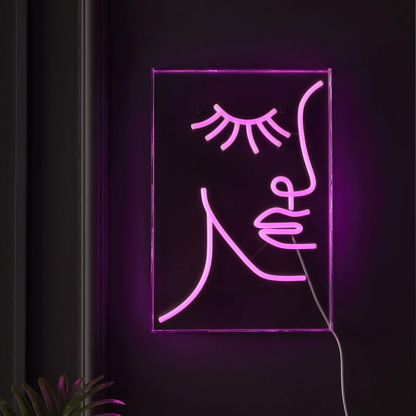 Teary  Half-Face Contemporary Glam Acrylic Box USB Operated LED Neon Light