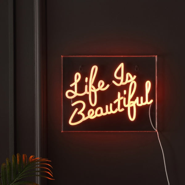 Buy Party Life is Beautiful Contemporary Glam Acrylic Box USB Operated LED Neon Light