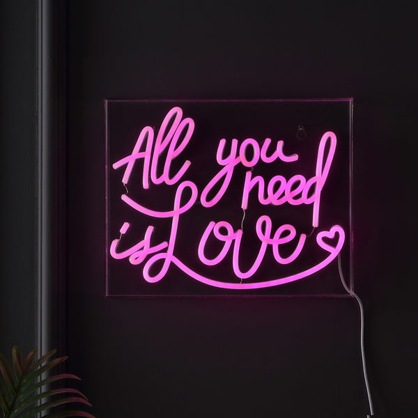 Nord All You Need Is Love Contemporary Glam Acrylic Box USB Operated LED Neon Light